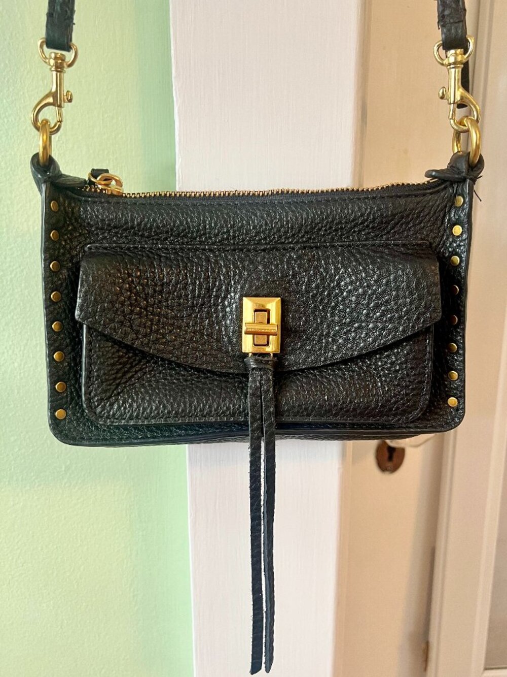 Rebecca Minkoff Crossbody Bag, Black with gold studding